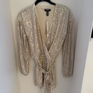 Gold sequin sparkle jumper with belt